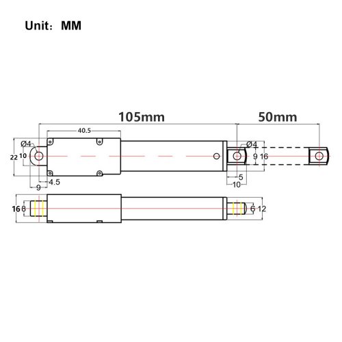 50MM DC 12V Micro Electric Linear Actuator Max Thrust 42 lbs 188N 19Kgs