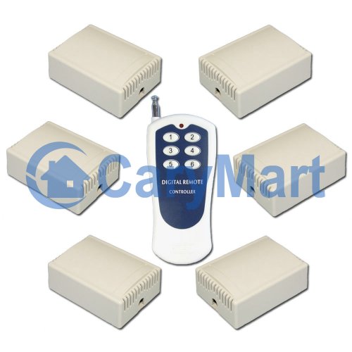 DC 12V 1000M 6-Channel Wireless Remote Control Switch White Blue  Transmitter 
