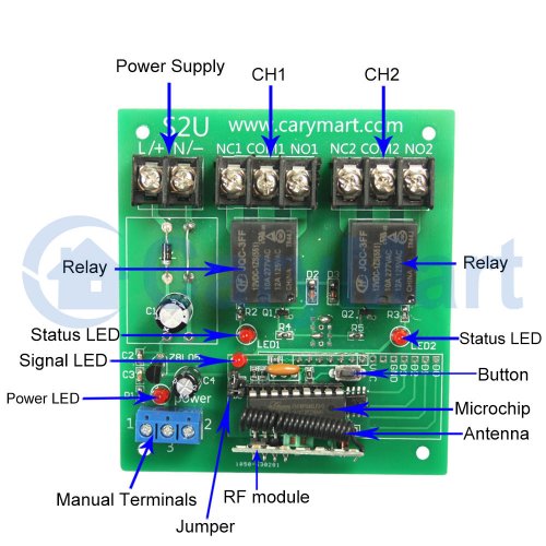 2 Way DC Power 10A Relay Output Waterproof Wireless Remote Control Switch  Kit (Model: 0020196)